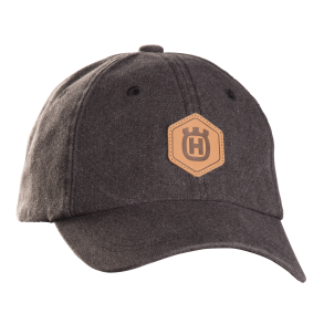 Husqvarna kasket, granitgr med lderdetaljer