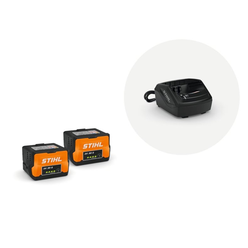 Stihl startst med 2 x batteri AK 30S og oplader AL 101
